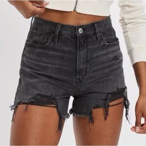 American Eagle Outfitters Black High-Rise Distressed Denim Shorts